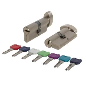 Цилиндровый механизм MaxPro7002Knob120mm(55+10+55) SN никель 7key с вертушкой